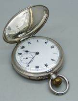 A silver cased full hunter pocket watch