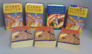 A collection of Harry Potter books; seven in total