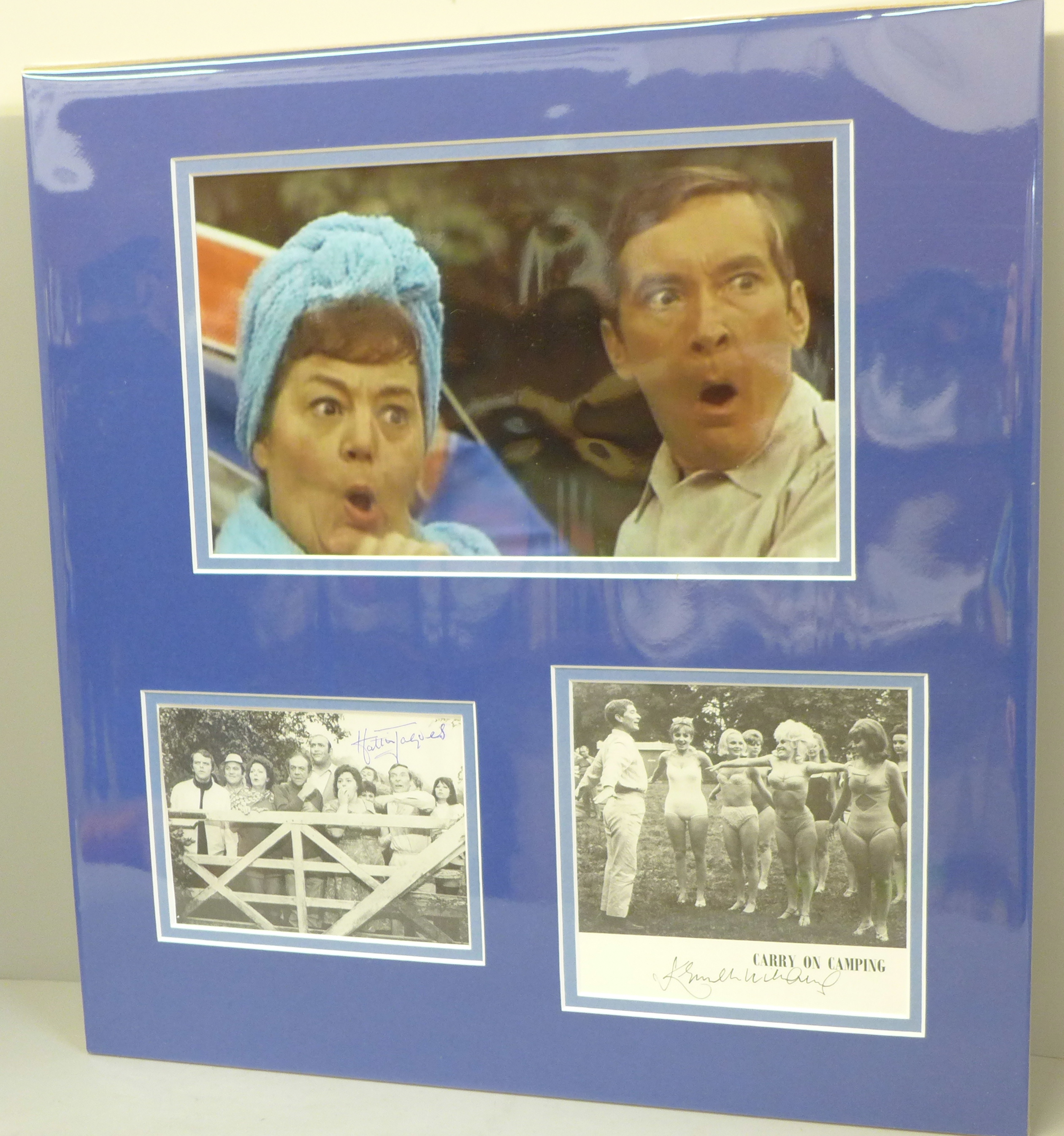 A Carry On Hattie Jacques and Kenneth Williams autographed display