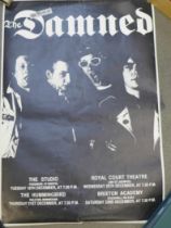 Punk, The Damned original concert poster for Bristol, Liverpool, Birmingham and Brixton