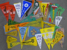 Sixty-one 1950s, 60s and 70s Boy Scouts pennants