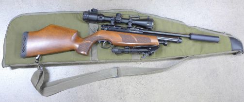 A BSA Ultra .22 air rifle, A-Tec silencer and scope with soft case