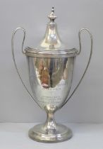 A large silver trophy/cup, with presentation inscription Gainsborough and District Agricultural