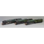 Three OO gauge locomotives and tenders including Hornby