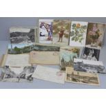 A collection of seventy-six military letters, postcards, military postmarks, including camps,