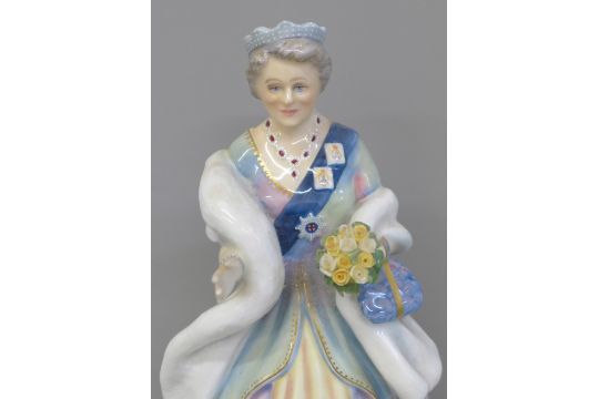 A Royal Doulton limited edition figure, Queen Elizabeth The Queen Mother, one finger tip missing and - Image 2 of 4