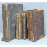 Four volumes; Sermons on Several Occasions, 1823, The Book of Common Prayer, 1720, The New