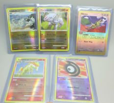 Five reverse holo vintage Pokemon cards