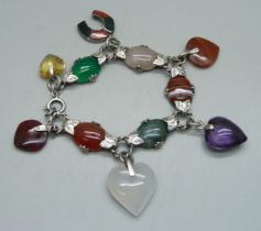 A Scottish silver and hard stone set bracelet, 44g, 19cm