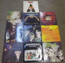 Ten Post Punk/New Wave LP records, Stranglers, Boomtown Rats, Blondie, The Police, etc.