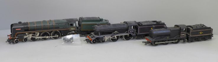Three OO gauge locomotives and tenders including Hornby