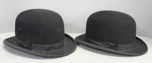 Two bowler hats, The Surefit, 7¼ and Walton, 7 1⁄8