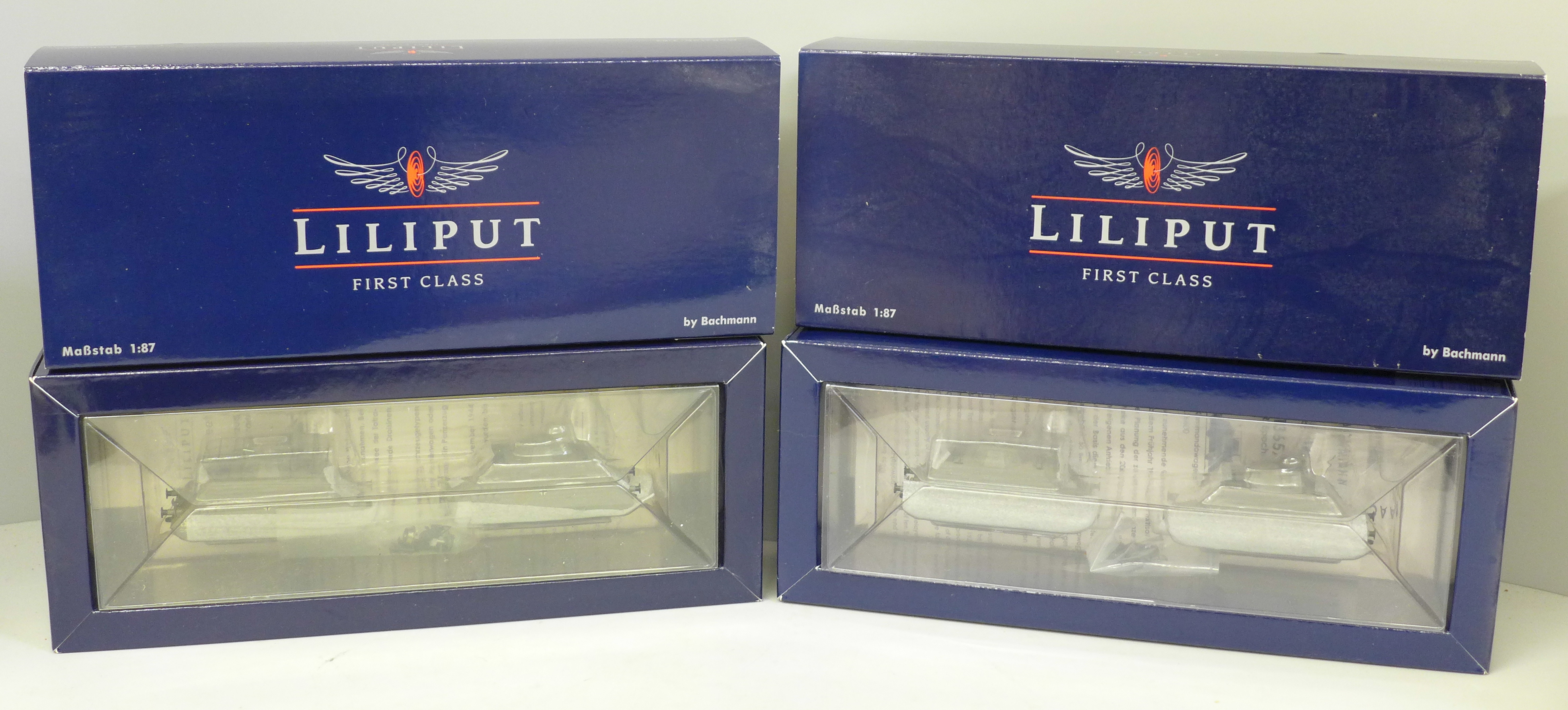 Two Bachmann Liliput Armoured German train sets, set 1 and set 4