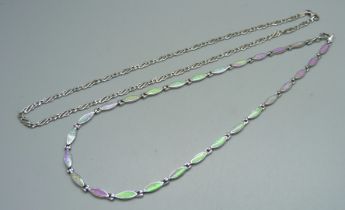 Two silver necklets, 31g, knot link necklace 46.5cm