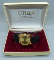 A 1960's Citizen C-2601 hand wound gold plated dress wristwatch, unworn, in original box