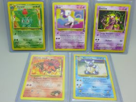 Five vintage promotional Pokemon cards