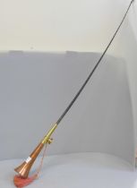 A combination brass and copper riding crop/hunting horn