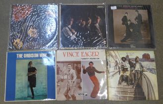 Twelve 1960s LP records, The Spencer Davis Group, The Rolling Stones, The Beatles, The Byrds,