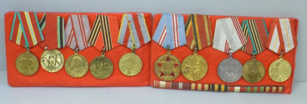 Two sets of Soviet Untion medals