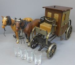 Two Beswick horses and carriage cocktail decanter