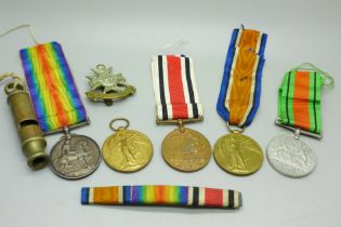 A pair of WWI medals to 28363 Pte. R Bullimore Linc R, a Victory medal to 17641 Pte C T Pritchard