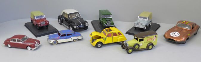 A collection of die-cast model vehicles including Dinky, Matchbox, Corgi, etc.