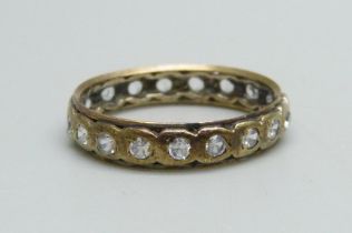 A 9ct gold eternity ring set with white stones, 2.5g, Q
