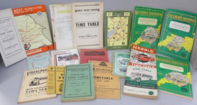Bus and Coach operator timetables, 1928-1949