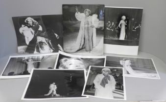 Eight press photographs of Marlene Dietrich