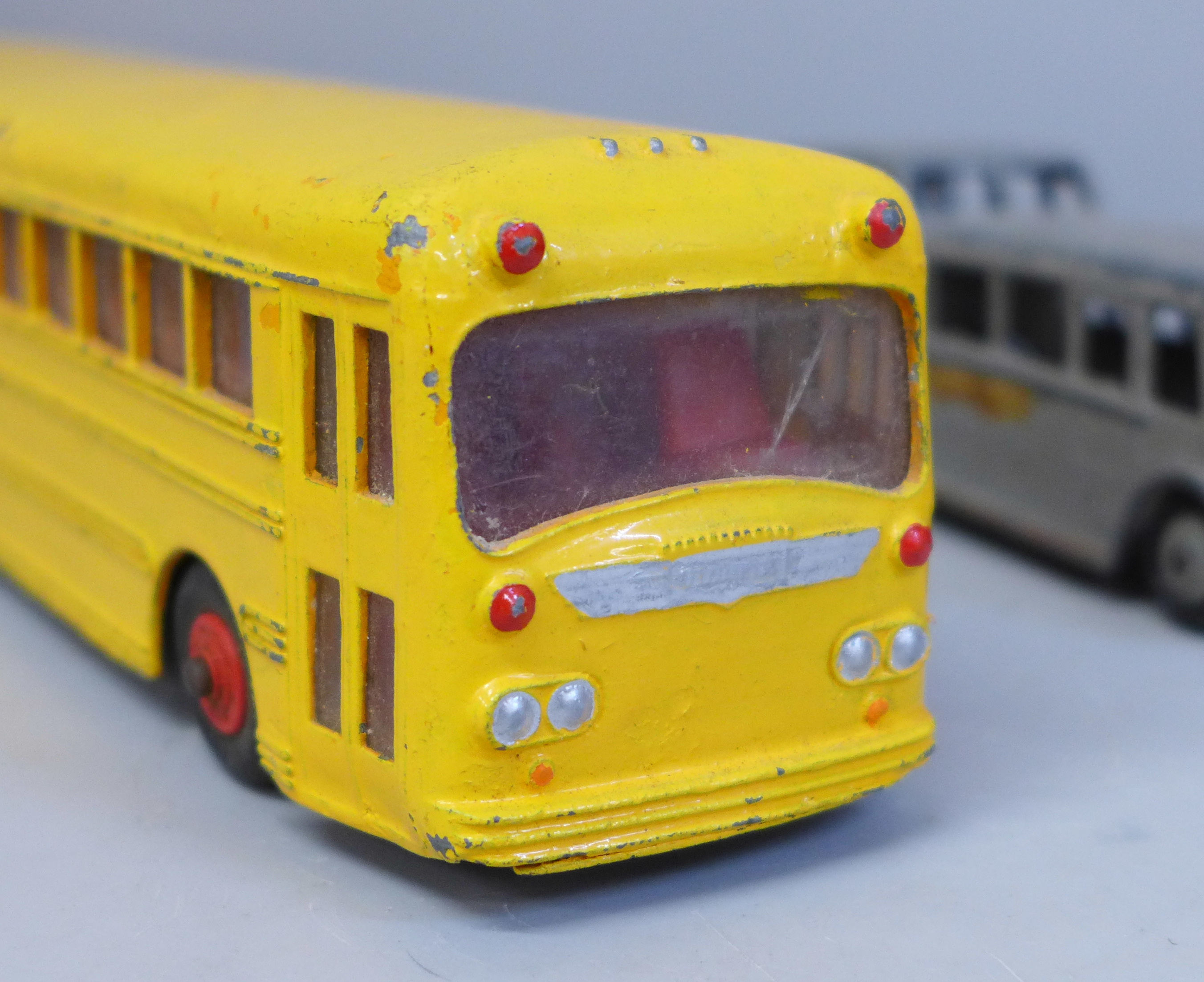 Four vintage buses, Dinky Supertoys Wayne Bus, two Dinky Toys Routemaster buses, and a Dinky Toys - Image 3 of 4