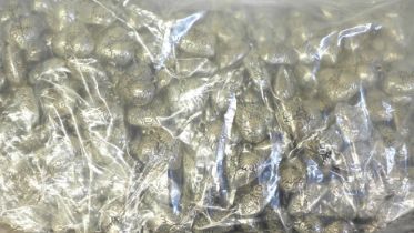 600 silver tone heart shaped beads