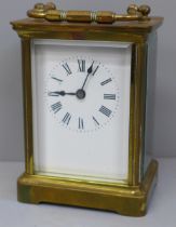 A French A.C.C. brass carriage clock, height 10.5cm, depth 6cm, width 8cm