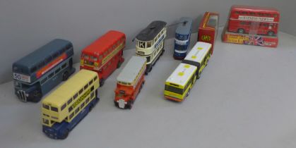 A collection of Days Gone and other die-cast model buses and trams, approximately thirty