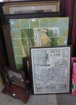 Assorted prints and picture frames