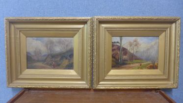 English School (19th Century), pair of landscapes, oil on canvas, framed