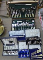 A B & J Sippel Ltd., canteen of plated cutlery and five cased cutlery sets, including faux ivory