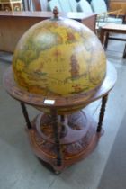 An Italian terrestrial globe cocktail cabinet/trolley