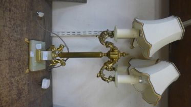 A French onyx and brass table lamp