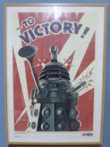 A vintage Dr. Who, To Victory print, framed