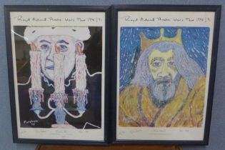 A pair of signed limited edition Bruce Purchase prints, Richard III and King Lear, framed