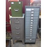 An industrial Bisley steel chest and two others