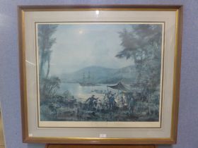 A signed Montague Dawson print, Pieces of Eight, framed