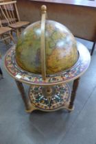 An Italian terrestrial globe cocktail cabinet/trolley