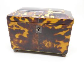A George III tortoiseshell tea caddy. With non-transferable Standard Ivory Exemption Declaration,