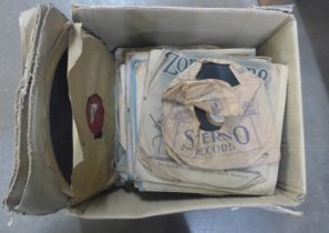 A box of 78 records including early comedy **PLEASE NOTE THIS LOT IS NOT ELIGIBLE FOR POSTING AND