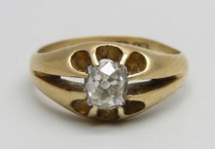 An 18ct gold diamond solitaire ring, approximately 0.50ct diamond weight, 3.5g, K