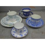 A collection of blue and white china including Booths, Washington Old Willow, Barratts Willow,