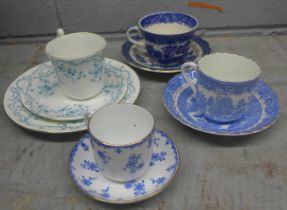 A collection of blue and white china including Booths, Washington Old Willow, Barratts Willow,