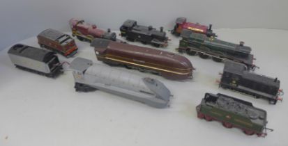 A collection of OO gauge locomotives and tenders