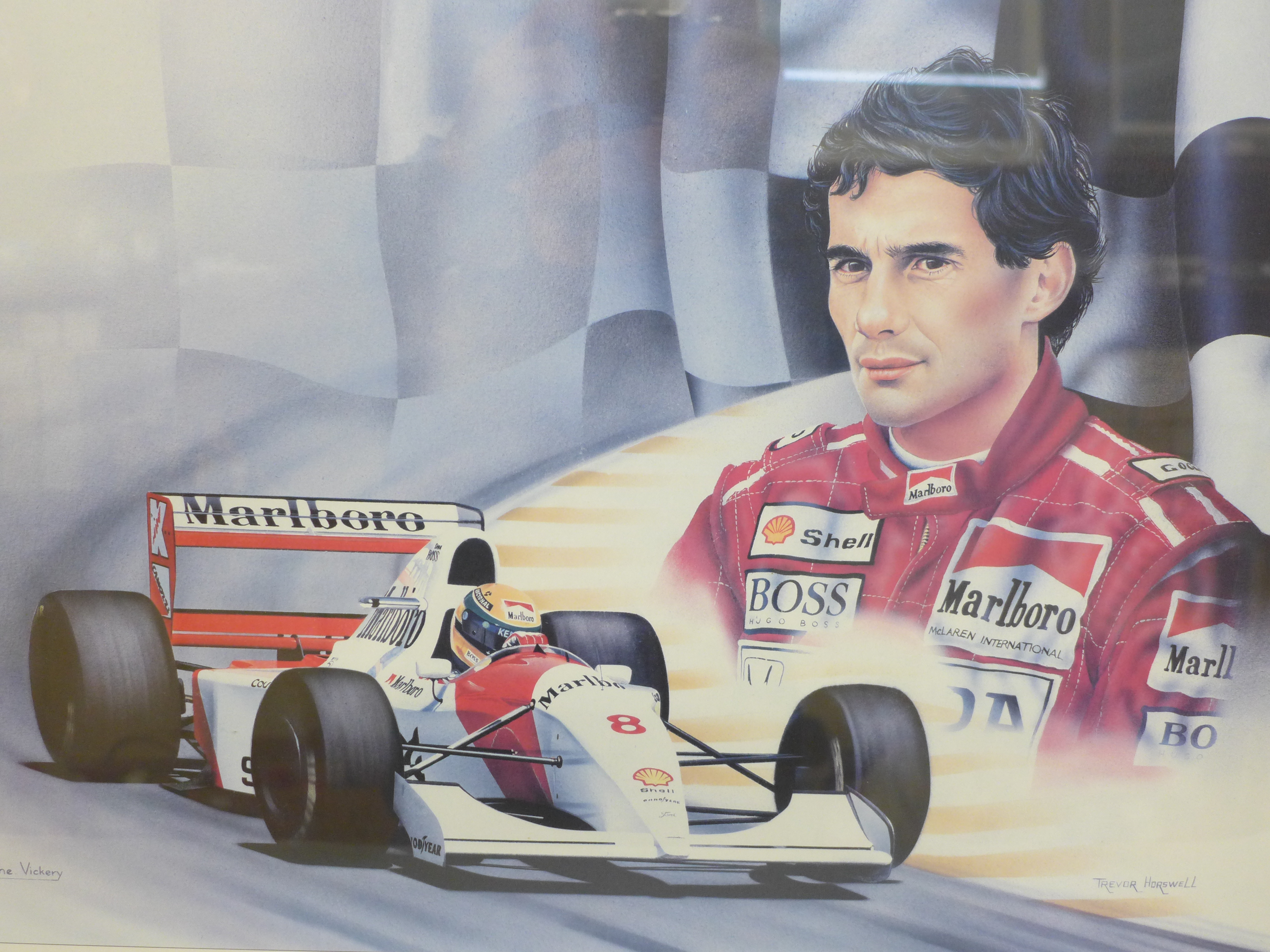 A framed motor racing print, A Tribute to Ayrton Senna by Wayne Vickery and Trevor Horswell, - Image 5 of 5